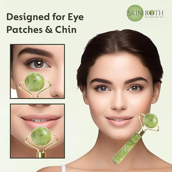 SKINROTH Textured Jade Roller Gua Sha 3 in 1 Massager Tool For Skin Glowing Light Green 1 - LXINDIA.COM