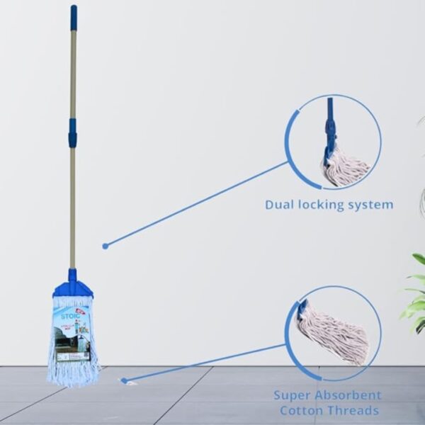 STOIC Clip N Fit Cotton Floor Mop with 4 Feet Telescopic Rod and Extra Wet Mop Refill1 - LXINDIA.COM