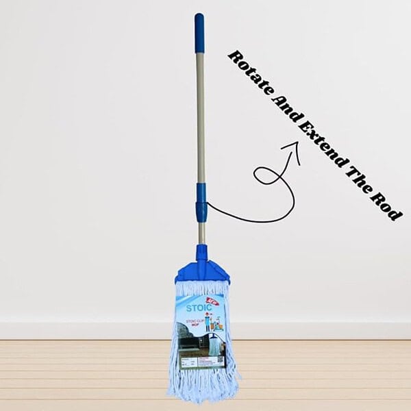 STOIC Clip N Fit Cotton Floor Mop with 4 Feet Telescopic Rod and Extra Wet Mop Refill2 - LXINDIA.COM