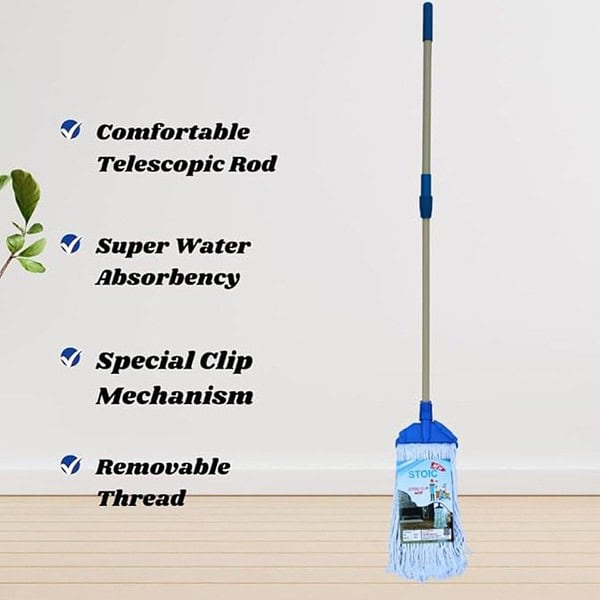 STOIC Clip N Fit Cotton Floor Mop with 4 Feet Telescopic Rod and Extra Wet Mop Refill3 - LXINDIA.COM