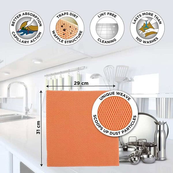 Scotch Brite Microfiber Kitchen Cleaning Cloth Pack of 1 Orange1 - LXINDIA.COM