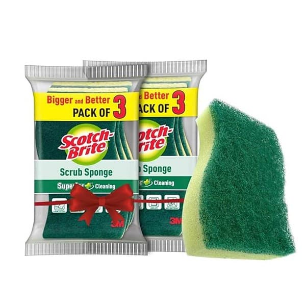 Scotch Brite Scrub Sponge for Utensil Cleaning Kitchen scrubber with sponge - LXINDIA.COM