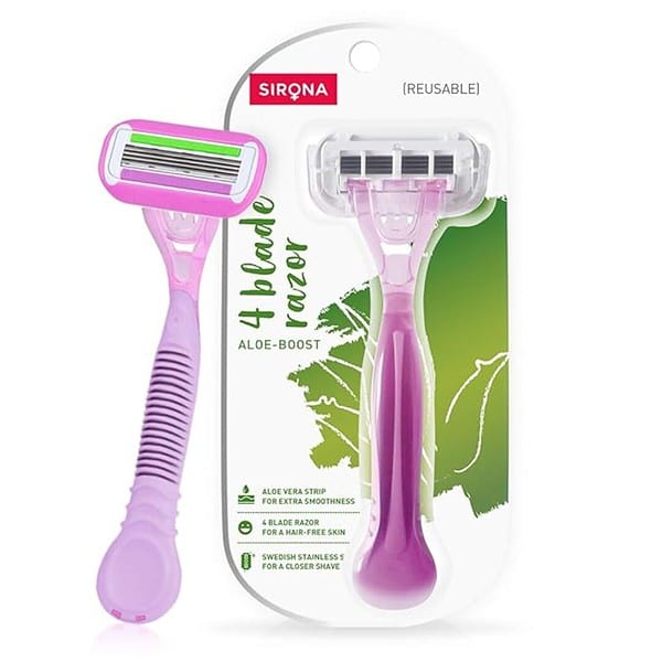 Sirona 4 Blade Reusable Razor for Women 1 Unit with Blink and Glow Face Razor 3 Razors 1 - LXINDIA.COM