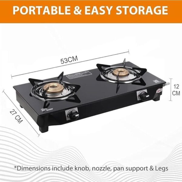 Smart Line Two Burner Gas Stove for Kitchen Black3 - LXINDIA.COM