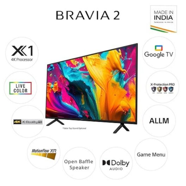 Sony BRAVIA 2 Series 108 cm 43 inches 4K Ultra HD Smart LED Google TV Black1 - LXINDIA.COM