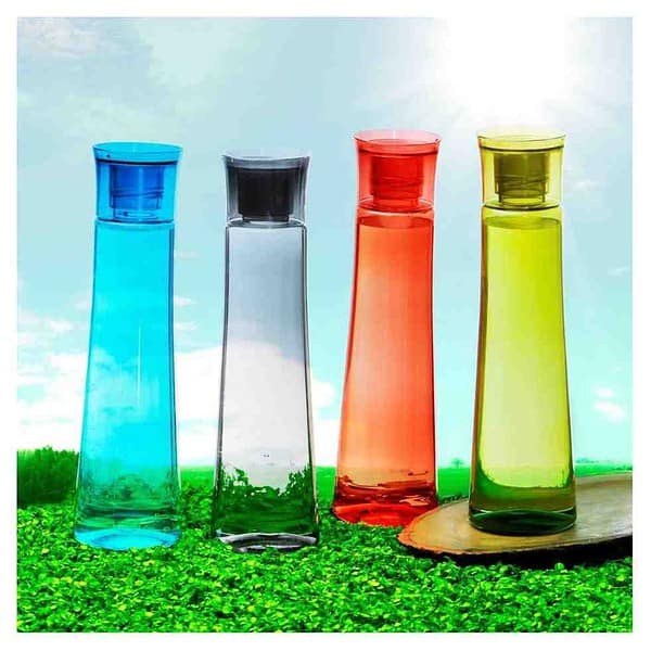 Steelo Selina Plastic Water Bottle 1 Litre Set of 4 Multicolour - LXINDIA.COM