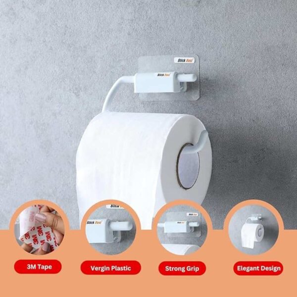 Stick Fast Self Adhesive Toilet Paper Holder with 3M Sticker Snow White2 - LXINDIA.COM