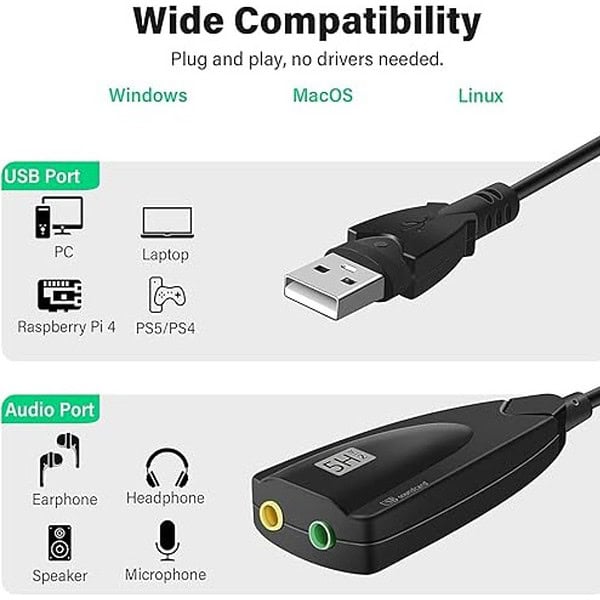 Storin 5hv2 USB Sound Card Surround Card Black3 - LXINDIA.COM