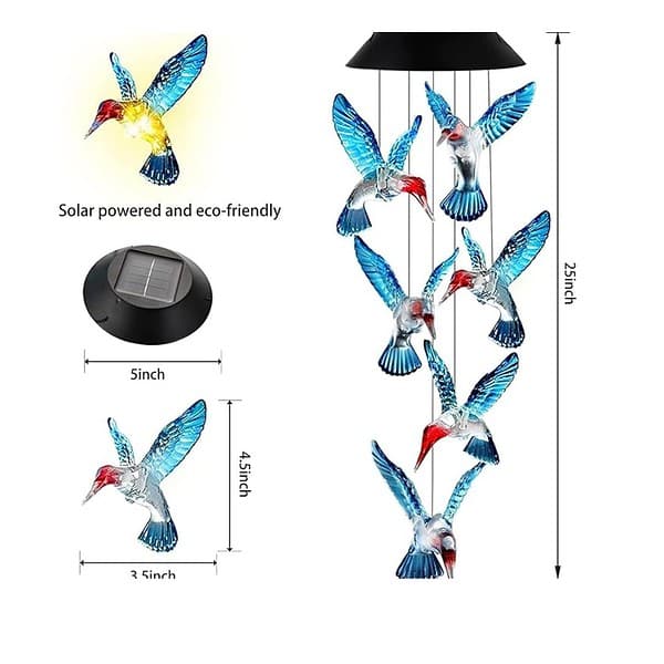 TAIGA Humming Bird Solar Power Wind Chimes For Balcony and Outdoor Home Decoration 1 1 - LXINDIA.COM