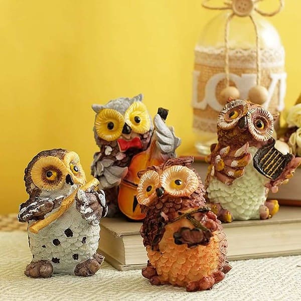 TIED RIBBONS Set of 4 Owls Playing Musical Instruments Showpiece - LXINDIA.COM