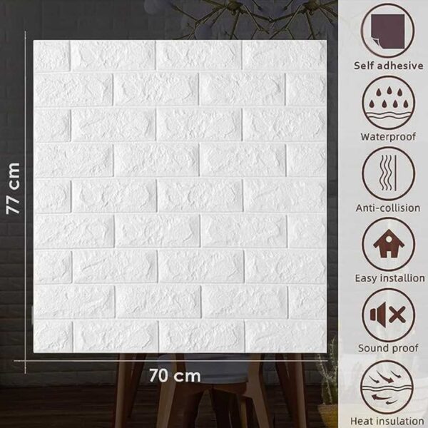 TL Brick PE Foam Brick Design 3D Wall Stickers Pack of 3 White 3 - LXINDIA.COM