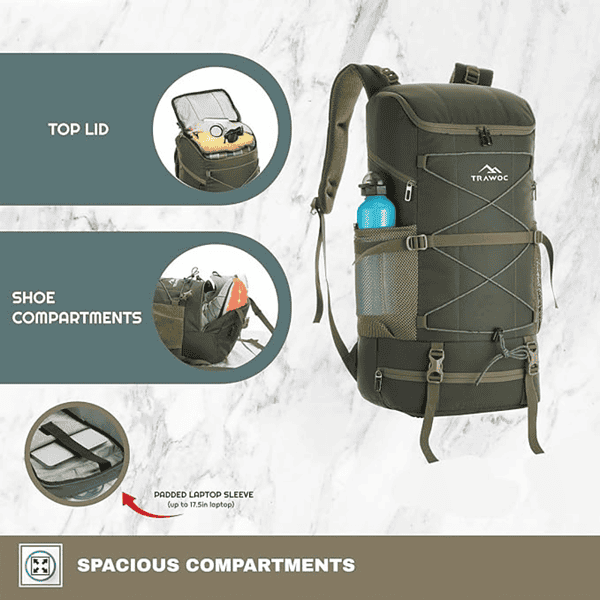 TRAWOC STEALTH 40L Travel Backpack 2 - LXINDIA.COM