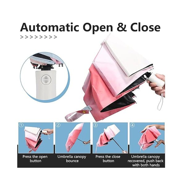 Topzeal Umbrella Automatic Open Mini Folding Compact Umbrella Pink A - LXINDIA.COM