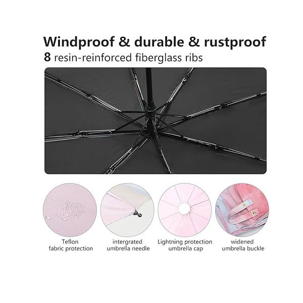 Topzeal Umbrella Automatic Open Mini Folding Compact Umbrella Pink B - LXINDIA.COM