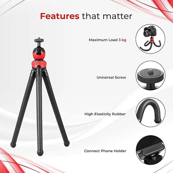 Tygot T11 Flexible Gorillapod Tripod with 360° Rotating Ball Head Tripod1 - LXINDIA.COM