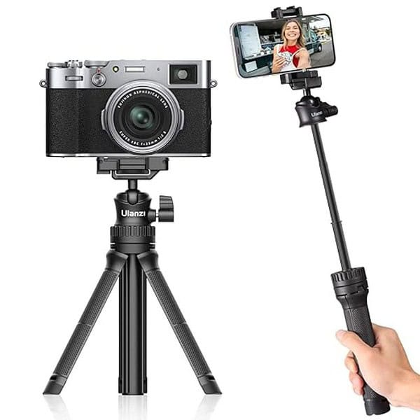 ULANZI MT34 Extendable Pole Tripod Selfie Stick with 2 in 1 Phone Clamp Black - LXINDIA.COM