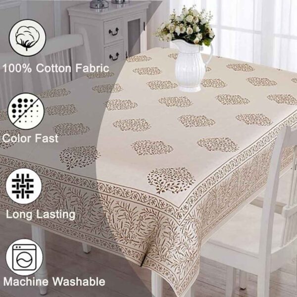 URBANO HOMZ Cotton Table Cloth 145 Cm X 220 Cm Beige and Off White2 - LXINDIA.COM