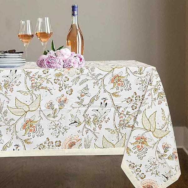 URBANO HOMZ Table Cloth for 6 Seater Dining Table Floral White and Brown - LXINDIA.COM