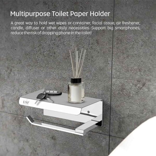 USF Stainless Steel 304 Grade Toilet Paper Holder for Bathroom Chrome1 - LXINDIA.COM