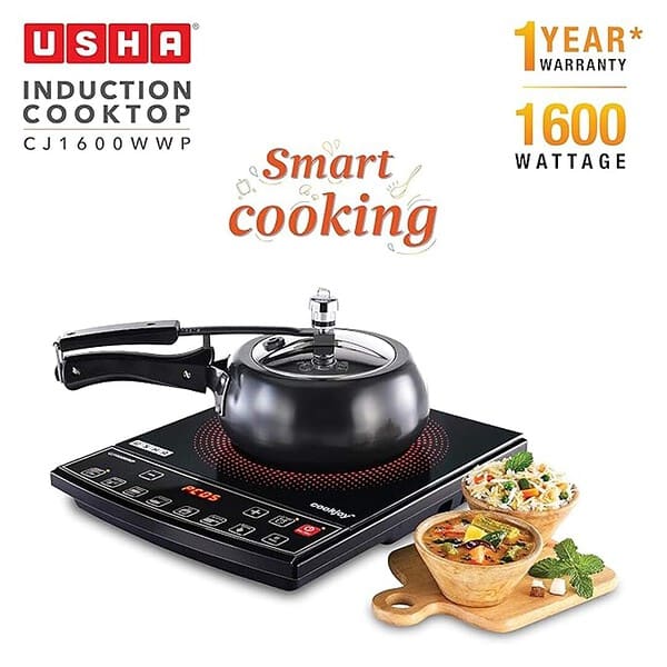 USHA CookJoy Induction Cooktop 1600 Watts CJ1600WWP 1 - LXINDIA.COM