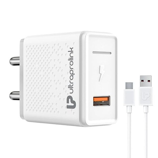 UltraProlink 18W Fast Mobile Charger with 1m Type C Cable White - LXINDIA.COM