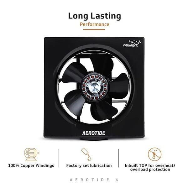 V Guard Aerotide 6 Exhaust Fan Speed 1350 RPM Black 1 - LXINDIA.COM