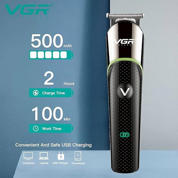 VGR V 191 Professional Rechargeable Cordless Beard Hair Trimmer Kit 3 - LXINDIA.COM