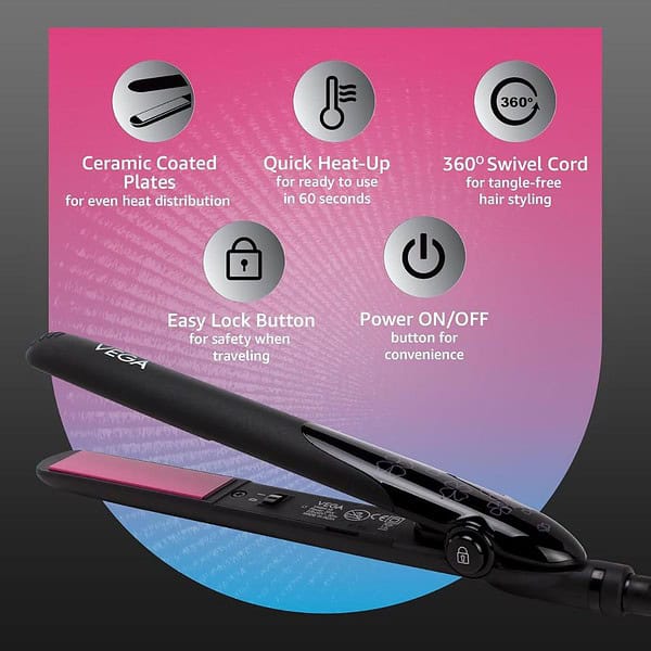 Vega Adore Hair Straightener for Women with Ceramic Coated Plates VHSH 181 - LXINDIA.COM