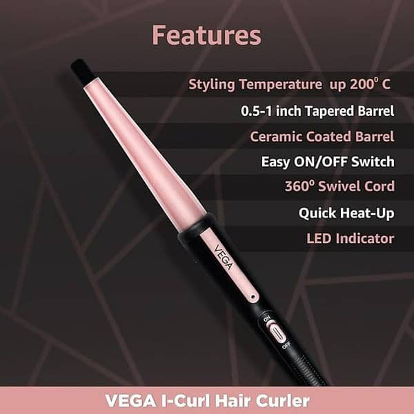 Vega I Curl Hair Curler for Women with Ceramic Coated Barrel1 - LXINDIA.COM