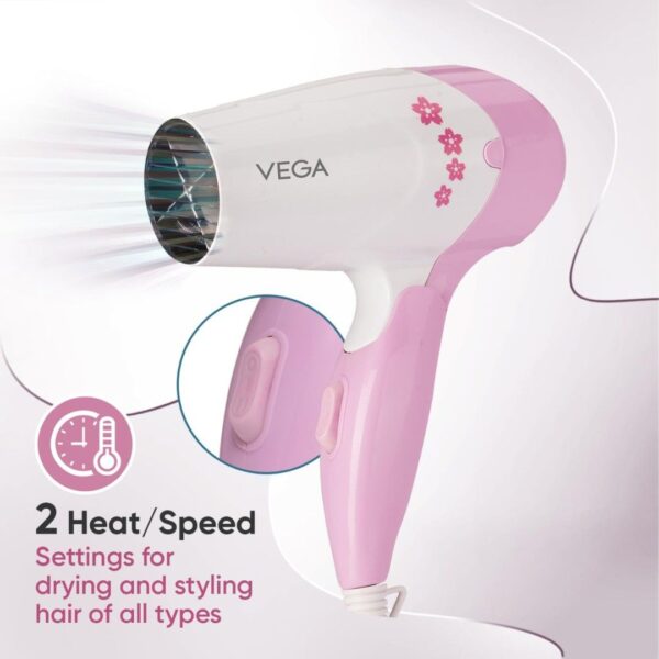 Vega Insta Glam Foldable 1000 Watts Hair Dryer VHDH 201 - LXINDIA.COM