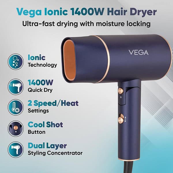 Vega Ionic 1400W Foldable Hair Dryer VHDH 352 - LXINDIA.COM