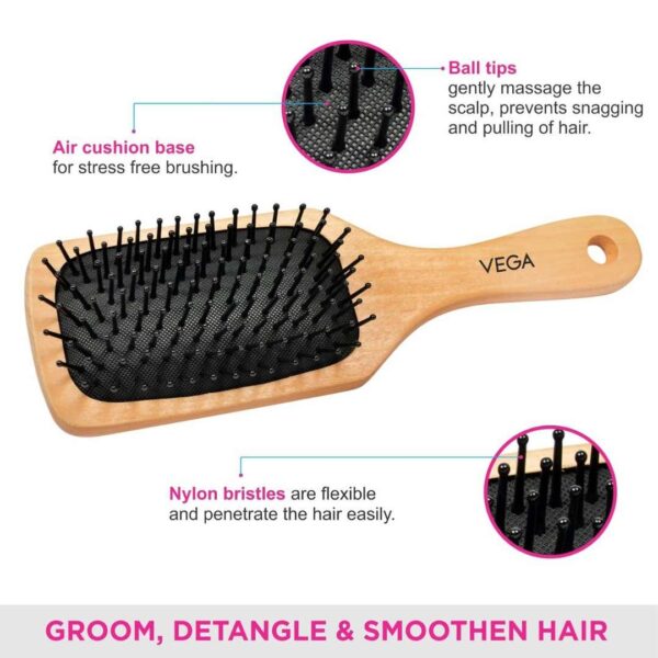 Vega Premium Collection Wooden Paddle Hair Brush2 - LXINDIA.COM