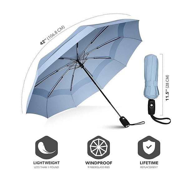 Voltonix Umbrella Automatic Open Travel Umbrella Light Blue A - LXINDIA.COM