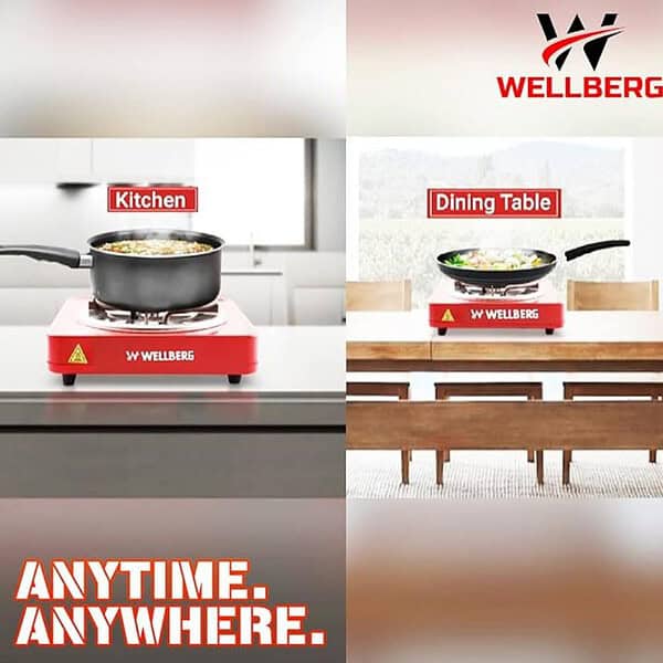 WELLBERG Hot Plate Cooktop Grill 1000WATT Shock Proof And Compact BLACK3 - LXINDIA.COM