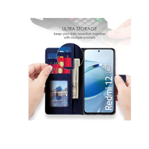 WOW IMAGINE Shock Proof Flip Cover Back Cover for Redmi 12 5G Blue b - LXINDIA.COM