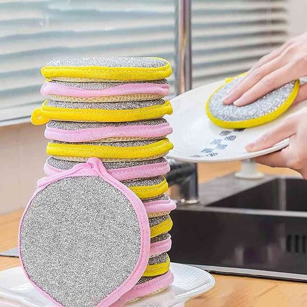 Wolpin 2 in 1 Dishwashing Scrub Sponge for Kitchen - LXINDIA.COM