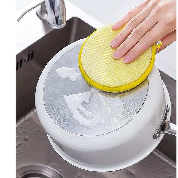 Wolpin 2 in 1 Dishwashing Scrub Sponge for Kitchen 2 - LXINDIA.COM