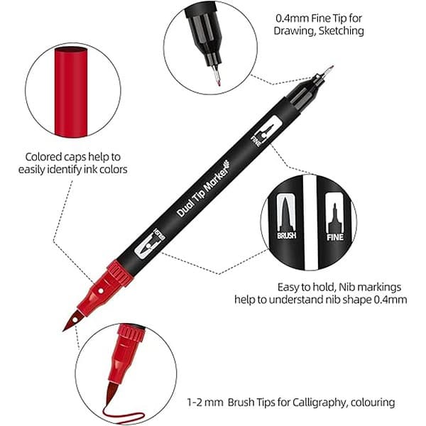 Wynhard Dual Tip Brush Pen Set and Drawing Pen 24 Shades 3 - LXINDIA.COM