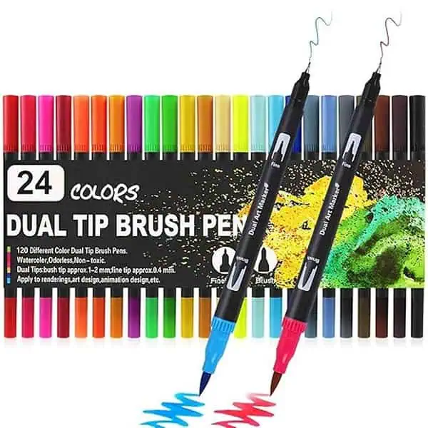 Wynhard Dual Tip Brush Pen Set and Drawing Pen 24 Shades - LXINDIA.COM