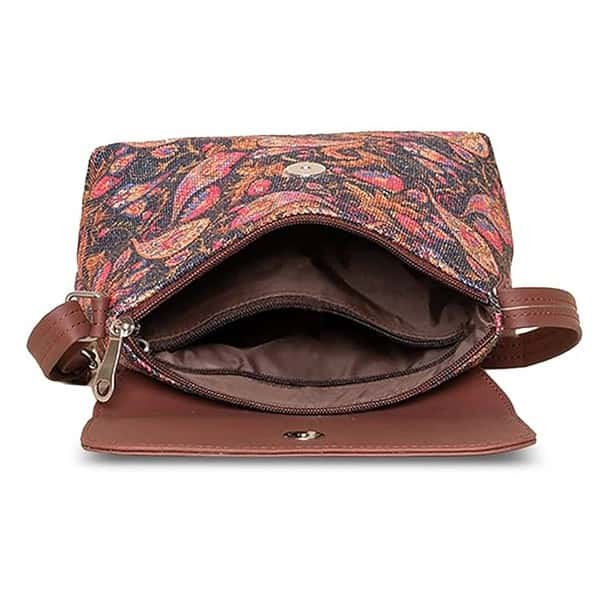 ZOUK Printed Womens Hand Crafted Vegan Leather Flap Sling Bag 1 - LXINDIA.COM