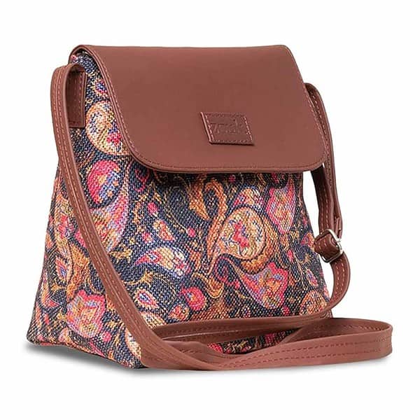 ZOUK Printed Womens Hand Crafted Vegan Leather Flap Sling Bag 2 - LXINDIA.COM