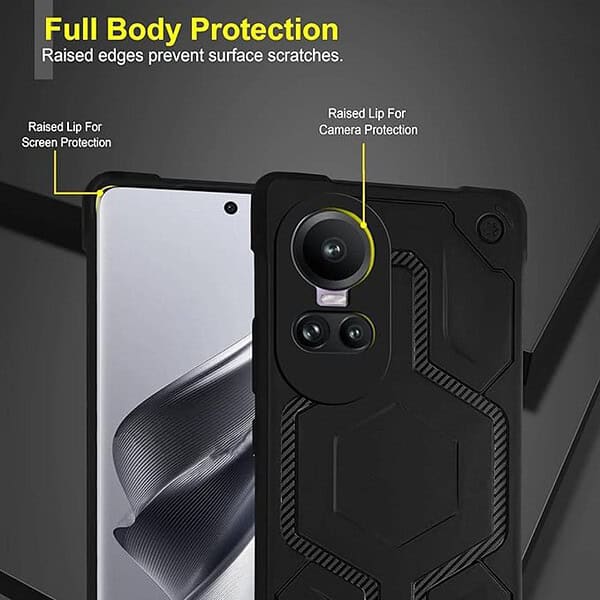 Zapcase Back Case Cover for Oppo Reno 10 5G Black 3 - LXINDIA.COM