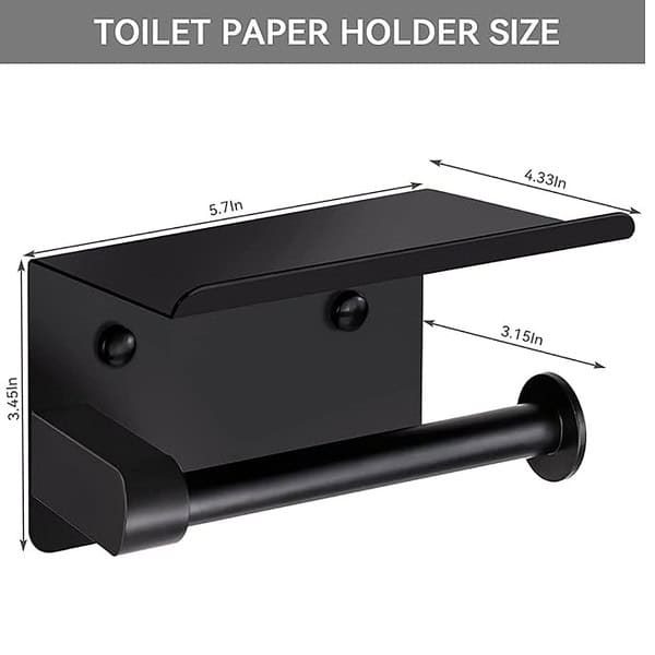 Zollyss Toilet Paper Holder with Shelf Black1 - LXINDIA.COM