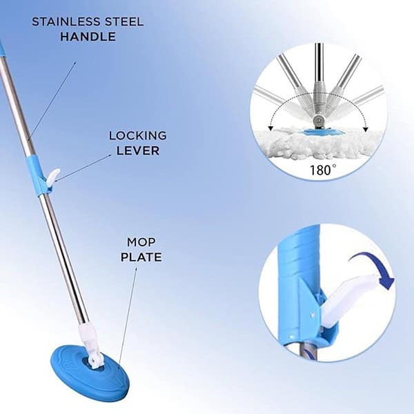 Zureni Metal Mop Stick Adjustable Handle for Household Floor Cleaning with Mop Plate1 - LXINDIA.COM