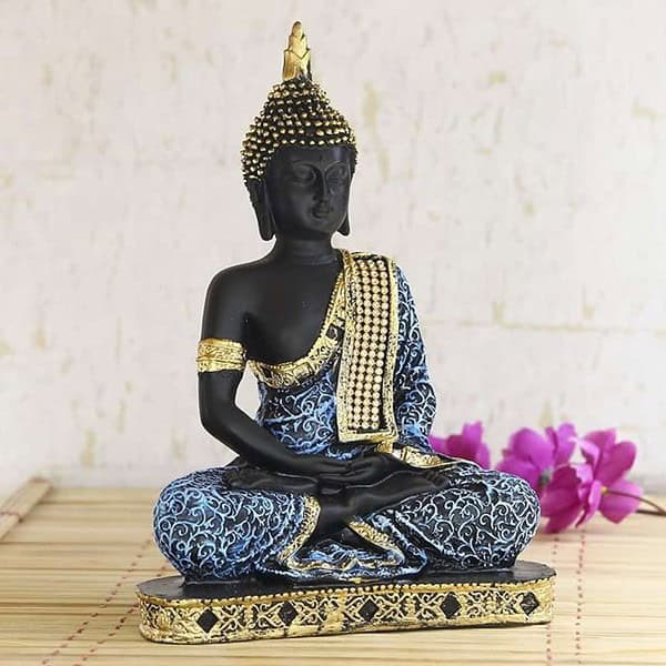 eCraftIndia Buddha Showpiece Polyresin 22cm x 16 cm x 6 cm Blue - LXINDIA.COM