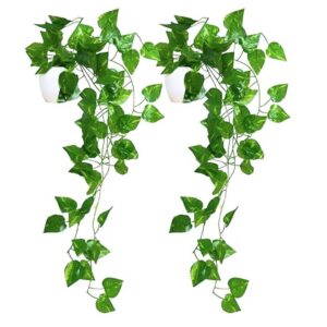 fancymart Plastic Pack Of 2 Artificial Vine Plants Falling With Small Size Pot - LXINDIA.COM