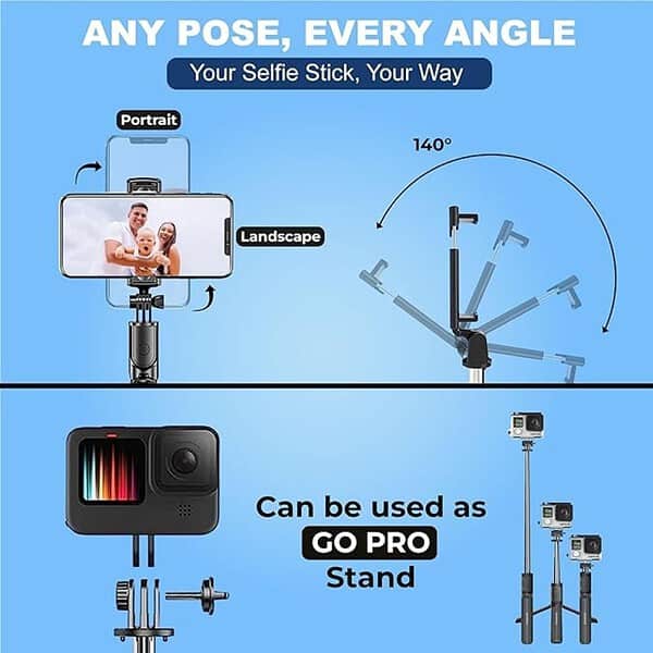 ratos K3 Extendable Selfie Stick with Tripod Stand up to 100 cms Long2 - LXINDIA.COM