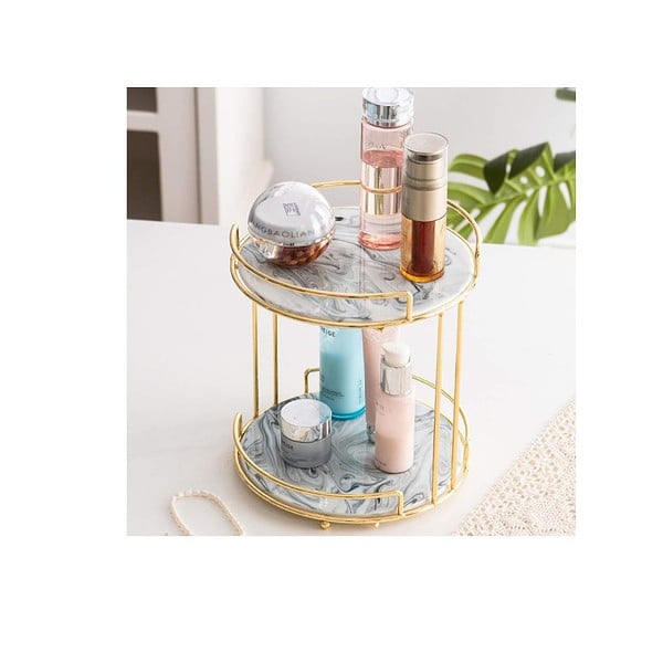 2 Tier Gold Metal Countertop Organizer - LXINDIA.COM