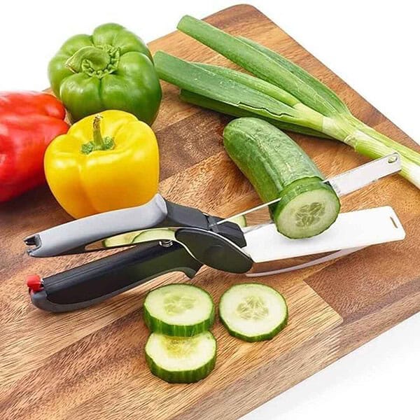 2 in 1 Stainless Steel Multi Functional Kitchen Smart Clever Cutter Knife C - LXINDIA.COM