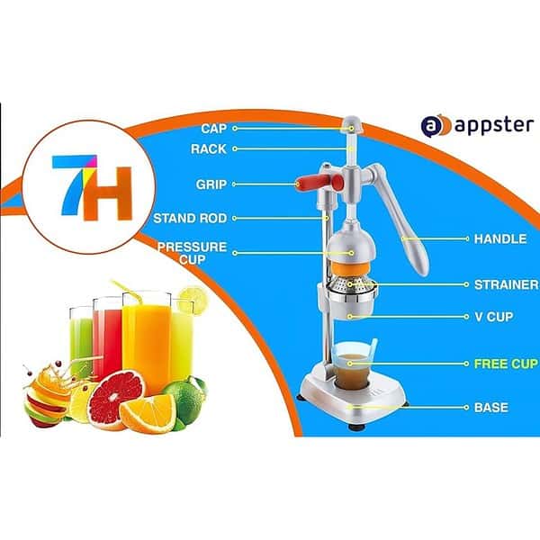 7H Hand Press Juicer Machine Heavy Duty Citrus Manual Juicer B - LXINDIA.COM